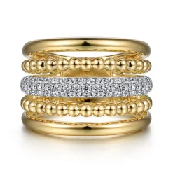 Online Gabriel & Co. 14K Yellow Gold Bujukan Diamond Ladies Easy Stackable Ring