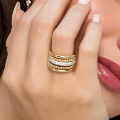 Online Gabriel & Co. 14K Yellow Gold Bujukan Diamond Ladies Easy Stackable Ring