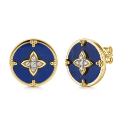 Discount Gabriel & Co. 14K Yellow Gold Bujukan Diamond Clover Stud Earrings