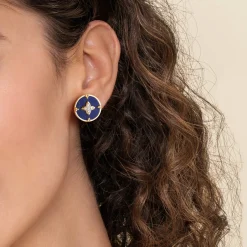 Discount Gabriel & Co. 14K Yellow Gold Bujukan Diamond Clover Stud Earrings