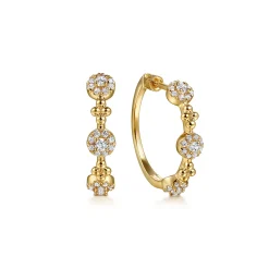 Gabriel & Co. 14K Yellow Gold Bujukan Diamond Cluster Classic Hoop Earrings