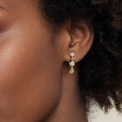 Gabriel & Co. 14K Yellow Gold Bujukan Diamond Cluster Classic Hoop Earrings