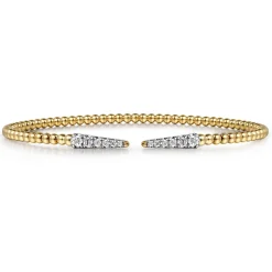Sale Gabriel & Co. 14K Yellow Gold Bujukan Diamond Spikes Split Bangle