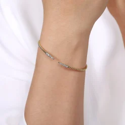 Sale Gabriel & Co. 14K Yellow Gold Bujukan Diamond Spikes Split Bangle