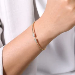 Sale Gabriel & Co. 14K Yellow Gold Bujukan Diamond Teardrops Bangle
