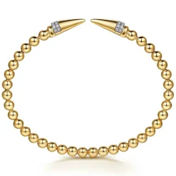 Outlet Gabriel & Co. 14K Yellow Gold Bujukan Diamond Spike Open Bangle Bracelet
