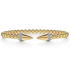 Outlet Gabriel & Co. 14K Yellow Gold Bujukan Diamond Spike Open Bangle Bracelet