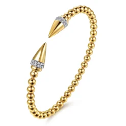 Outlet Gabriel & Co. 14K Yellow Gold Bujukan Diamond Spike Open Bangle Bracelet
