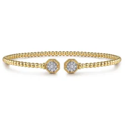 Best Gabriel & Co. 14K Yellow Gold Bujukan Diamond Hexagon Split Bangle
