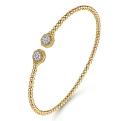 Best Gabriel & Co. 14K Yellow Gold Bujukan Diamond Hexagon Split Bangle