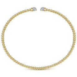 New Gabriel & Co. 14K Yellow Gold Bujukan Diamond Split Bangle