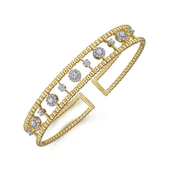 Discount Gabriel & Co. 14K Yellow Gold Bujukan Diamond Cluster Cuff Bangle