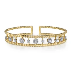 Discount Gabriel & Co. 14K Yellow Gold Bujukan Diamond Cluster Cuff Bangle