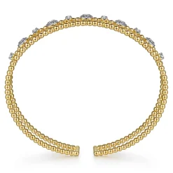 Discount Gabriel & Co. 14K Yellow Gold Bujukan Diamond Cluster Cuff Bangle
