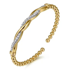 Hot Gabriel & Co. 14K Yellow Gold Bujukan Diamond Twist Split Bangle Bracelet