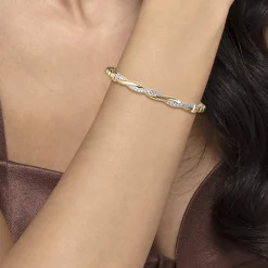 Hot Gabriel & Co. 14K Yellow Gold Bujukan Diamond Twist Split Bangle Bracelet