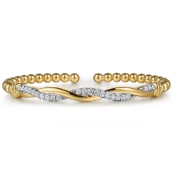 Hot Gabriel & Co. 14K Yellow Gold Bujukan Diamond Twist Split Bangle Bracelet