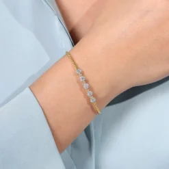 Best Gabriel & Co. 14K Yellow Gold Bujukan Diamond Split Bangle