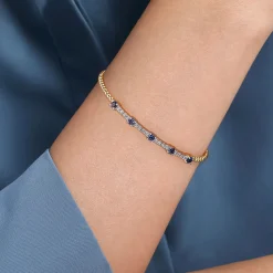 Online Gabriel & Co. 14K Yellow Gold Bujukan Diamond and Blue Sapphire Cuff Bracelet