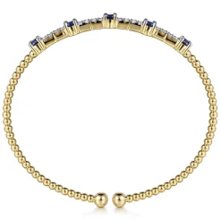Online Gabriel & Co. 14K Yellow Gold Bujukan Diamond and Blue Sapphire Cuff Bracelet