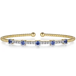 Online Gabriel & Co. 14K Yellow Gold Bujukan Diamond and Blue Sapphire Cuff Bracelet