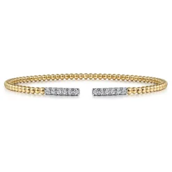 Clearance Gabriel & Co. 14K Yellow Gold Bujukan Diamond Bars Bangle