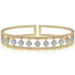 Clearance Gabriel & Co. 14K Yellow Gold Bujukan Diamond Cuff Bangle