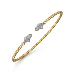 Sale Gabriel & Co. 14K Yellow Gold Bujukan Diamond Split Cuff