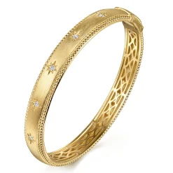 Best Gabriel & Co. 14K Yellow Gold Bujukan Diamond Bangle