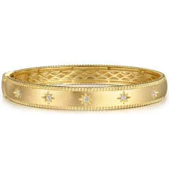 Best Gabriel & Co. 14K Yellow Gold Bujukan Diamond Bangle