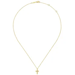 Discount Gabriel & Co. 14K Yellow Gold Bujukan Diamond Cross Pendant Necklace