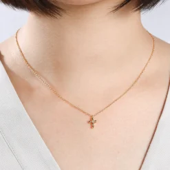 Discount Gabriel & Co. 14K Yellow Gold Bujukan Diamond Cross Pendant Necklace