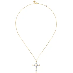 Outlet Gabriel & Co. 14K Yellow Gold Bujukan Diamond Cross Pendant Necklace