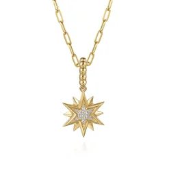 Discount Gabriel & Co. 14K Yellow Gold Bujukan Diamond Starburst Medallion Pendant With Detachable Bail