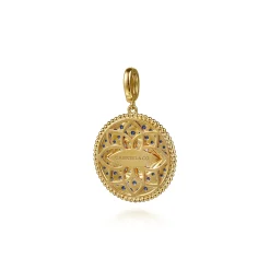 Hot Gabriel & Co. 14K Yellow Gold Bujukan Diamond and Multi Stones Evil Eye Medallion Pendant With Detachable Bail