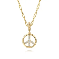 Best Gabriel & Co. 14K Yellow Gold Bujukan Diamond Peace Charm With Detachable Bail