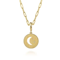 Online Gabriel & Co. 14K Yellow Gold Bujukan Diamond Moon and Star Medallion Pendant With Detachable Bail