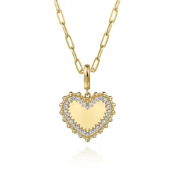 Outlet Gabriel & Co. 14K Yellow Gold Bujukan Diamond 18mm Heart Medallion Pendant With Detachable Bail