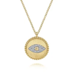Gabriel & Co. 14K Yellow Gold Bujukan Diamond Evil Eye Medallion Necklace
