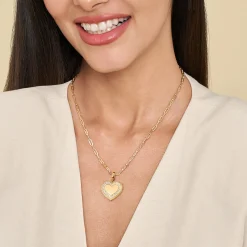 New Gabriel & Co. 14K Yellow Gold Bujukan Diamond Heart Personalize Medallion With Detachable Bail