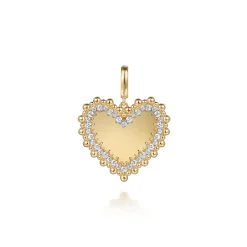 Best Gabriel & Co. 14K Yellow Gold Bujukan Diamond 24mm Heart Medallion PendantWith Detachable Bail