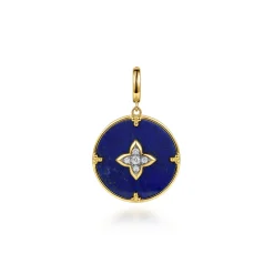 Sale Gabriel & Co. 14K Yellow Gold Bujukan Diamond Clover Medallion Pendant