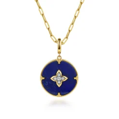 Sale Gabriel & Co. 14K Yellow Gold Bujukan Diamond Clover Medallion Pendant