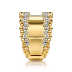 Hot Gabriel & Co. 14K Yellow Gold Bujukan Diamond Wide Band Ring
