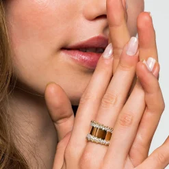 Hot Gabriel & Co. 14K Yellow Gold Bujukan Diamond Wide Band Ring