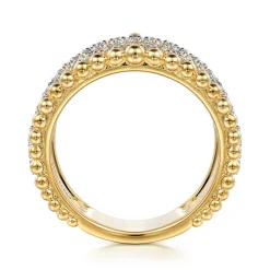 Hot Gabriel & Co. 14K Yellow Gold Bujukan Diamond Wide Band Ring
