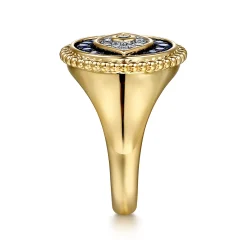Outlet Gabriel & Co. 14K Yellow Gold Bujukan Diamond and Multi Stones Evil Eye Signet Ring