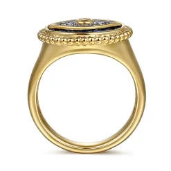 Outlet Gabriel & Co. 14K Yellow Gold Bujukan Diamond and Multi Stones Evil Eye Signet Ring