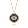 Hot Gabriel & Co. 14K Yellow Gold Bujukan Diamond Blue Sapphire and Black Spinel Evil Eye Pendant Necklace