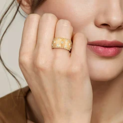 Clearance Gabriel & Co. 14K Yellow Gold Bujukan Diamond Ladies Wide Band Ring